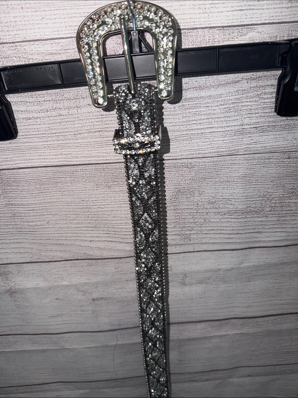 Smokey Gray-Black Crystal-Embellished Silver Women’s Belt✨✨🖤🤍